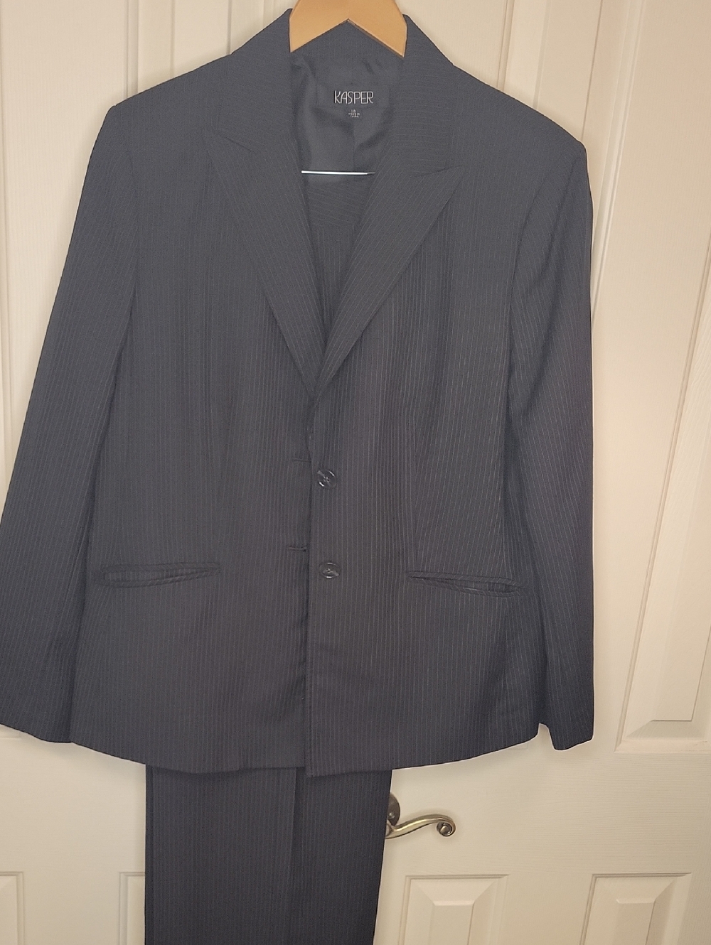 Kasper Black Pinstripe Women’s Suit Jacket and Pant